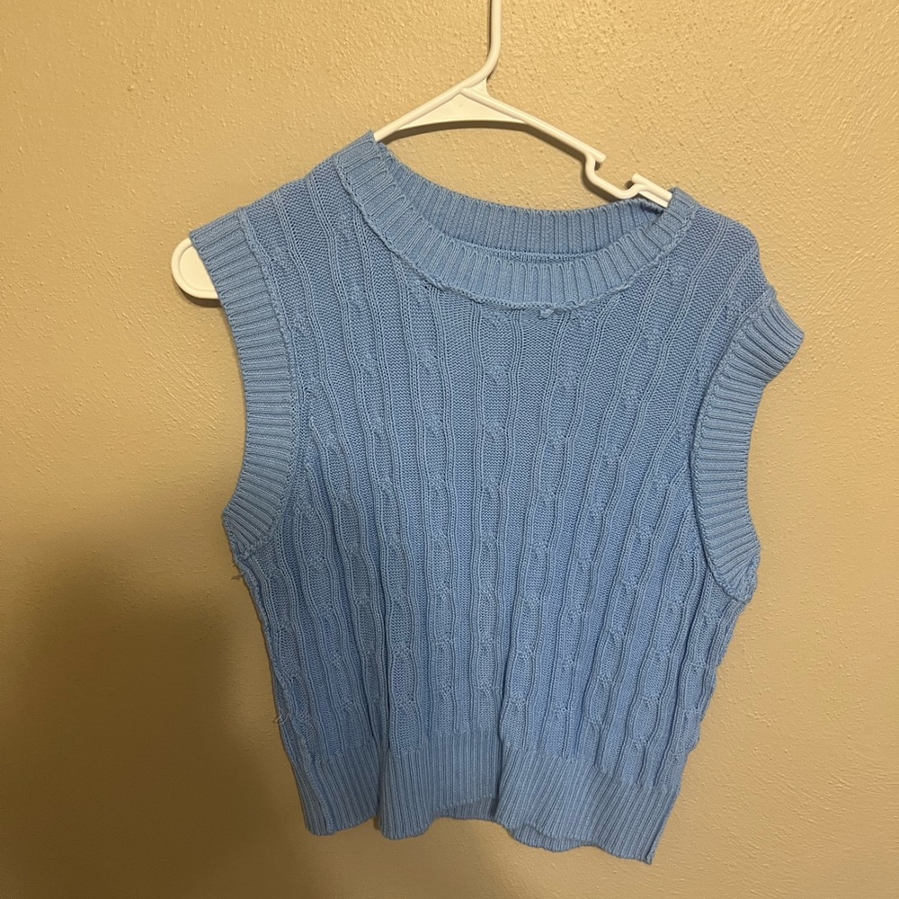 Forever 21 Light Blue Cable Knit Tank Top